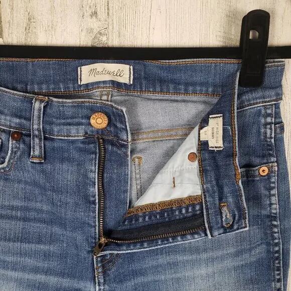 Madewell Distressed Blue Denim 9" High Rise Skinny Jeans Women's Size 28 - Picture 7 of 15